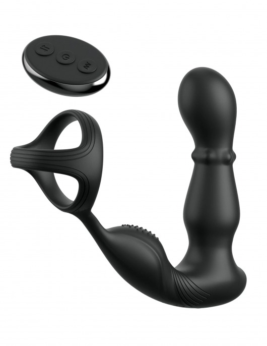 Черный вибростимулятор простаты с кольцом Ass-gasm Slide   Glide - Pipedream - в Нижнекамске купить с доставкой