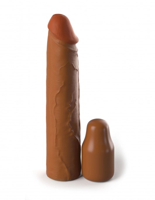 Коричневая насадка на член 2  Silicone X-tension - 20,3 см. - Pipedream - в Нижнекамске купить с доставкой