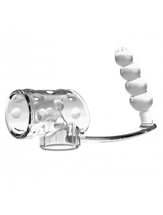 Прозрачная насадка на пенис и мошонку с анальным стимулятором Rilley - Baile - в Нижнекамске купить с доставкой