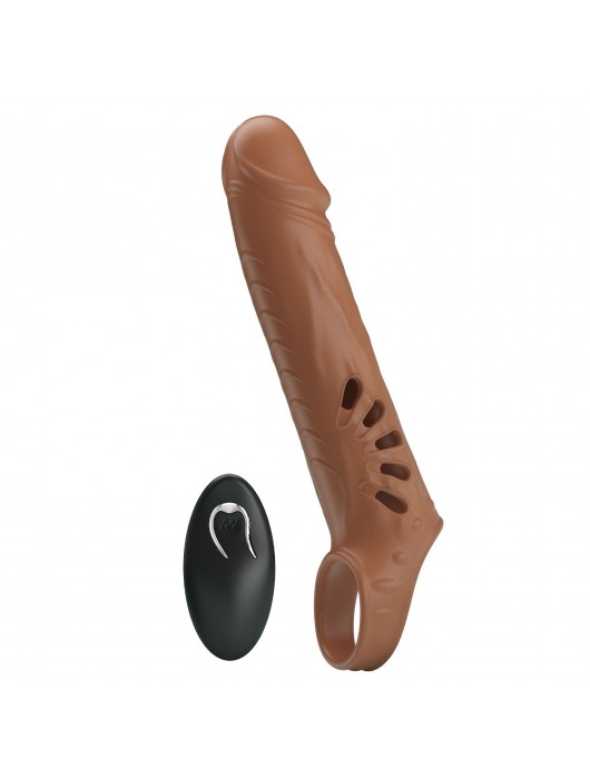 Коричневая вибронасадка с подхватом мошонки и пультом ДУ - Baile - в Нижнекамске купить с доставкой