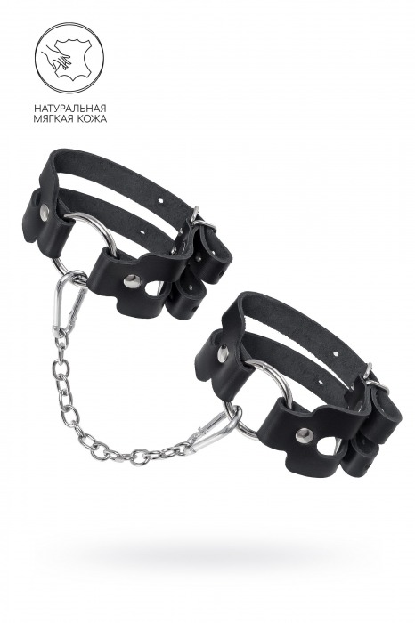 Черные кожаные оковы из двух ремешков - Pecado - купить с доставкой в Нижнекамске