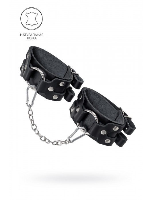 Черные кожаные оковы с двумя ремешками - Pecado - купить с доставкой в Нижнекамске