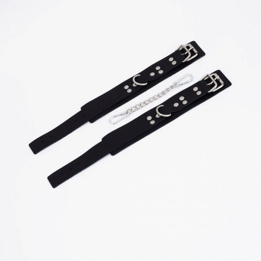 Черные кожаные оковы с регулируемыми ремешками - Crazy Handmade - купить с доставкой в Нижнекамске