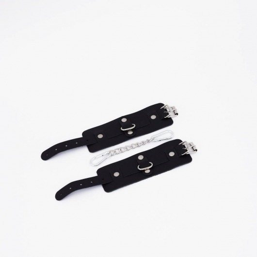 Черные кожаные наручники с хромированной фурнитурой - Crazy Handmade - купить с доставкой в Нижнекамске