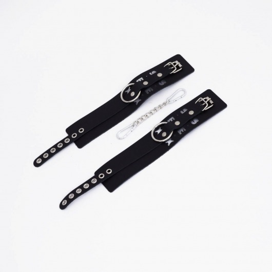 Черные кожаные оковы Sex - Crazy Handmade - купить с доставкой в Нижнекамске