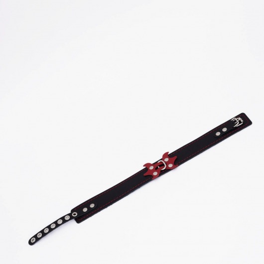 Черный ошейник с красным декором и строчкой - Crazy Handmade - купить с доставкой в Нижнекамске