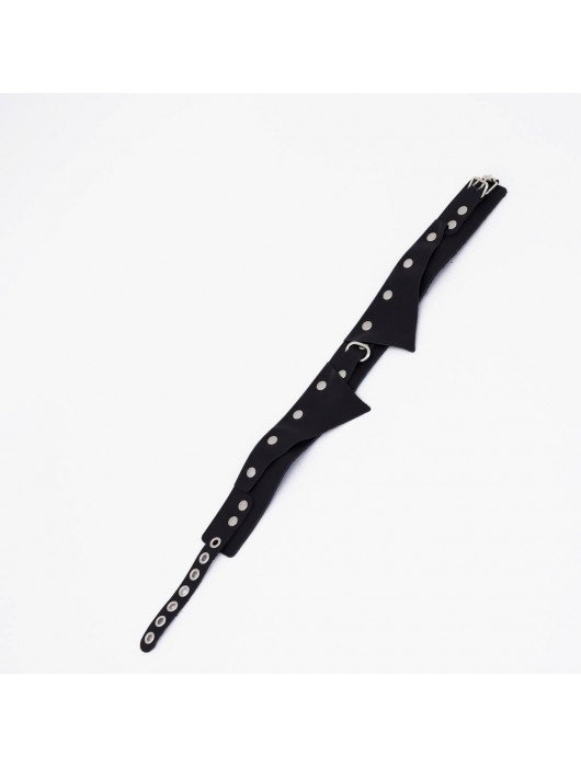 Черный однослойный кожаный ошейник с имитацией воротничка - Crazy Handmade - купить с доставкой в Нижнекамске