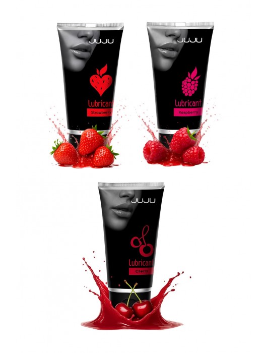 Набор из 3 съедобных лубрикантов JUJU (клубника, малина, вишня) - JuJu - купить с доставкой в Нижнекамске