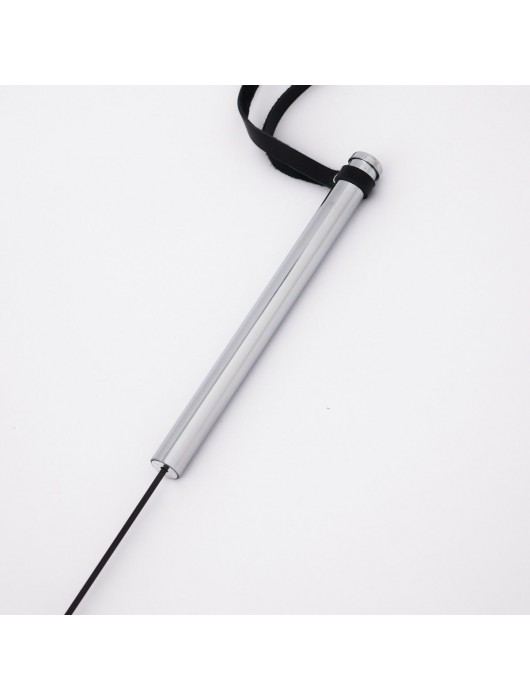 Стек с широким черным кожаным наконечником и металлической ручкой - 67 см. - Crazy Handmade - купить с доставкой в Нижнекамске