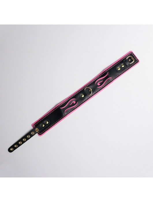 Черно-розовый ошейник с золотистой фурнитурой - Crazy Handmade - купить с доставкой в Нижнекамске