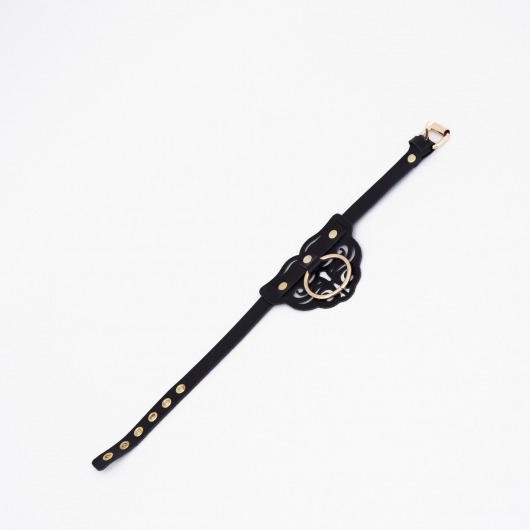 Черный чокер с клепками и золотистой фурнитурой - Crazy Handmade - купить с доставкой в Нижнекамске