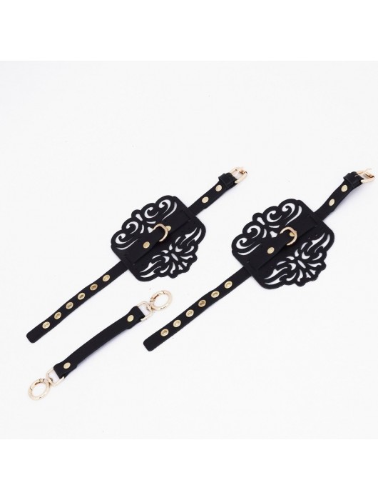 Черный фигурные оковы с золотистой фурнитурой - Crazy Handmade - купить с доставкой в Нижнекамске