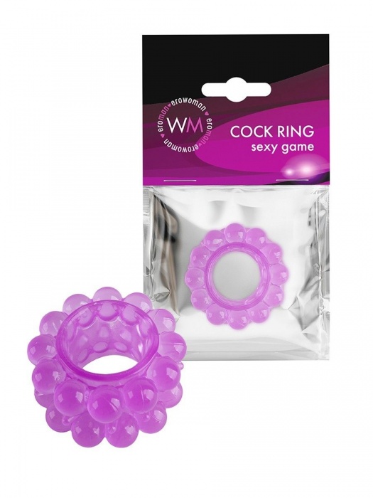 Лиловое эрекционное кольцо с 2 рядами стимулирующих шариков - Erowoman-Eroman - в Нижнекамске купить с доставкой