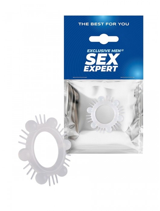 Эластичное эрекционное кольцо с шипиками и шариками - Sex Expert - в Нижнекамске купить с доставкой