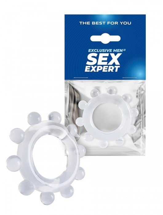 Прозрачное эрекционное кольцо со стимулирующими шариками - Sex Expert - в Нижнекамске купить с доставкой