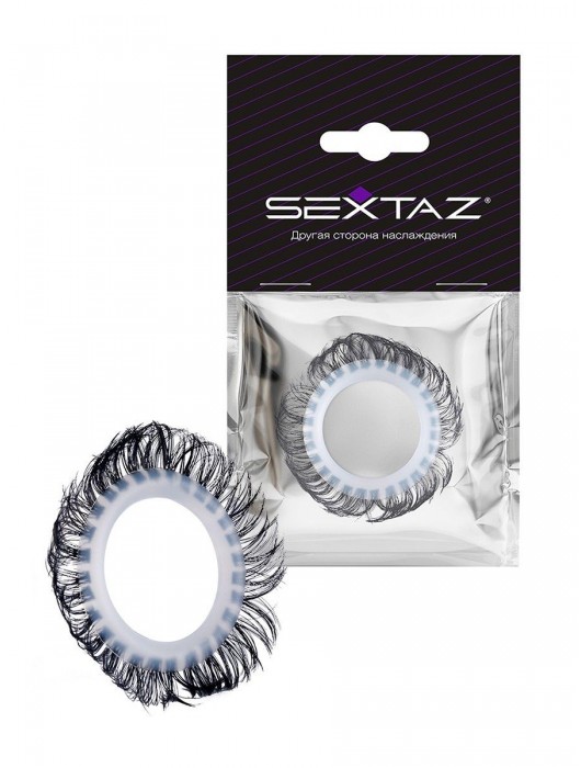 Эластичное эрекционное колечко с черными «ресничками» - Sextaz - в Нижнекамске купить с доставкой