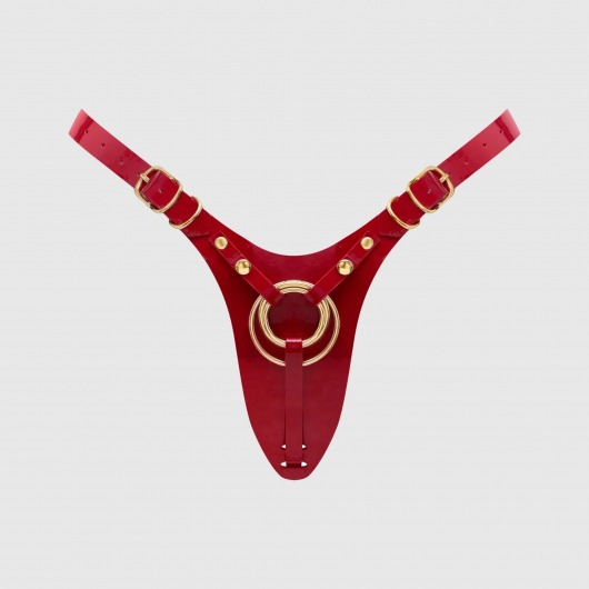 Красный пояс для фиксации насадок Strap-On-Me Leatherette Harness Fabulous - Strap-on-me - купить с доставкой в Нижнекамске