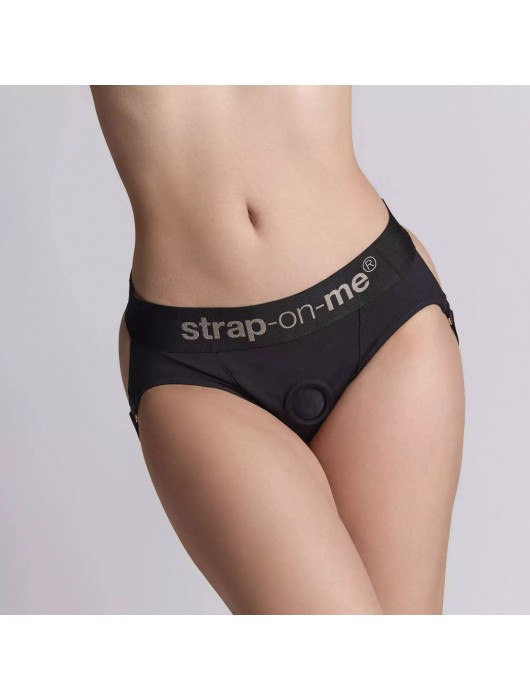 Черные трусики для фиксации насадок Harness Lingerie Heroine XS - Strap-on-me - купить с доставкой в Нижнекамске