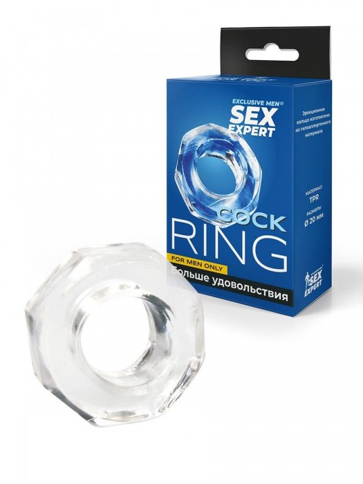 Прозрачное эрекционное кольцо в форме гайки - Sex Expert - в Нижнекамске купить с доставкой