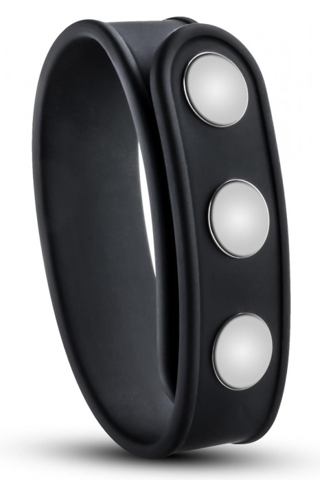 Черное эрекционное кольцо на кнопках - Blush Novelties - в Нижнекамске купить с доставкой