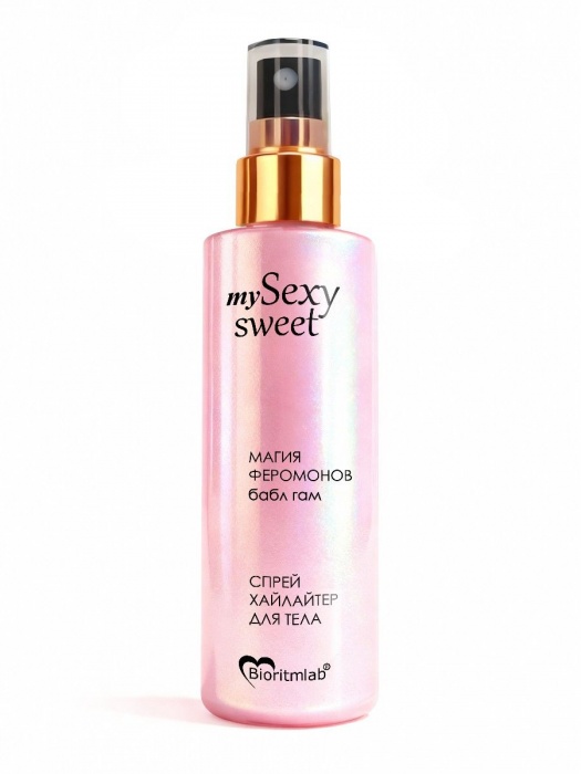 Спрей хайлайтер для тела Sexy Sweet с ароматом бабл-гам, шиммером и феромонами - 200 мл. -  - Магазин феромонов в Нижнекамске