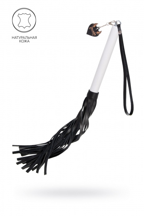 Плеть с белой рукоятью и чёрными хлыстами - 50 см. - Pecado - купить с доставкой в Нижнекамске