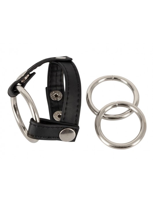 Подхват для мошонки с 3 съемными эрекционными кольцами Leder-Riemen - Orion - в Нижнекамске купить с доставкой