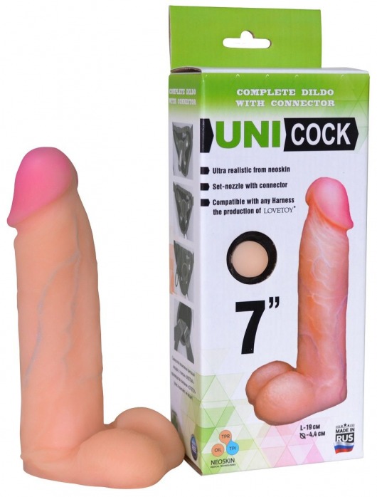 Фаллическая насадка Харнесс UNICOCK 7  - 19 см. - LOVETOY (А-Полимер) - купить с доставкой в Нижнекамске