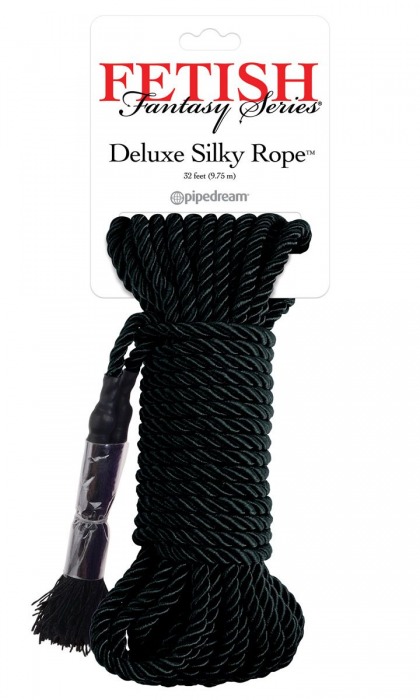 Черная веревка для фиксации Deluxe Silky Rope - 9,75 м. - Pipedream - купить с доставкой в Нижнекамске