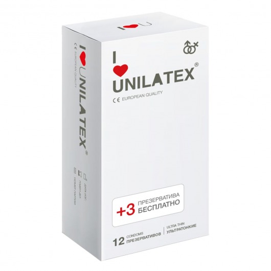 Ультратонкие презервативы Unilatex Ultra Thin - 12 шт. + 3 шт. в подарок - Unilatex - купить с доставкой в Нижнекамске