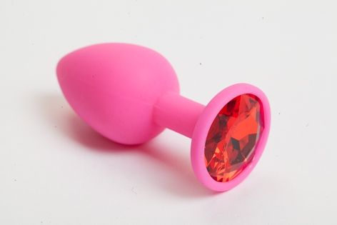 Розовая анальная пробка с красным кристаллом - 9,5 см. - 4sexdreaM - купить с доставкой в Нижнекамске