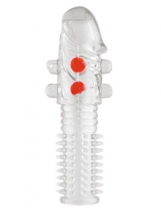 Гелевая прозрачная насадка с шариками и шипами - 14 см. - Toyfa Basic - в Нижнекамске купить с доставкой