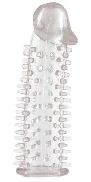 Прозрачная насадка на половой член с закрытой головкой и шипами - 12,5 см. - Toyfa Basic - в Нижнекамске купить с доставкой