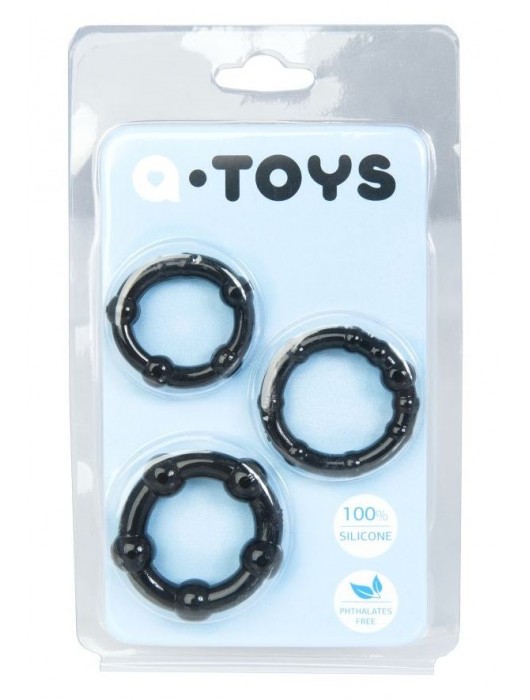 Набор из 3 чёрных эрекционных колец A-toys - A-toys - в Нижнекамске купить с доставкой