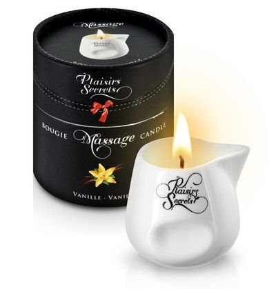 Массажная свеча с ароматом ванили Bougie Massage Gourmande Vanille - 80 мл. - Plaisir Secret - купить с доставкой в Нижнекамске