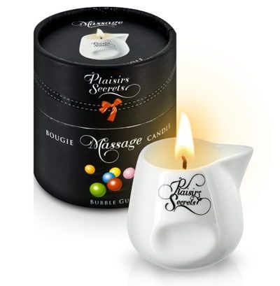 Массажная свеча с ароматом бубль-гума Bougie de Massage Gourmande Bubble Gum - 80 мл. - Plaisir Secret - купить с доставкой в Нижнекамске