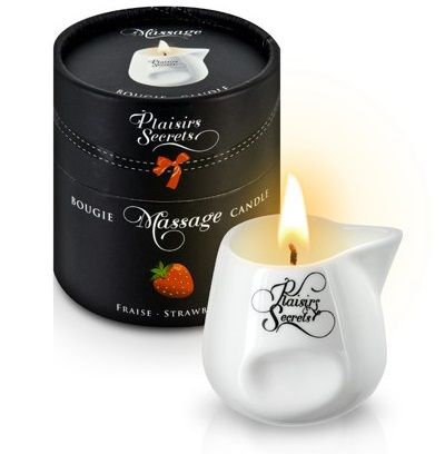 Массажная свеча с ароматом клубники Bougie de Massage Gourmande Fraise - 80 мл. - Plaisir Secret - купить с доставкой в Нижнекамске