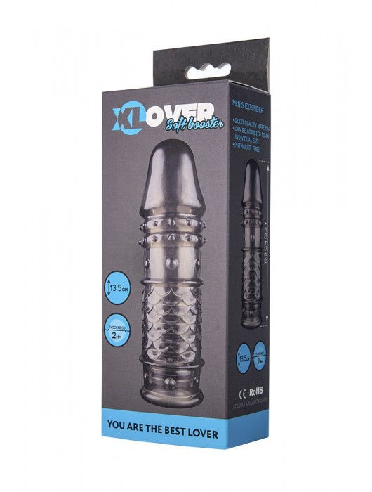 Дымчатая закрытая насадка ToyFa XLover с чешуйками и пупырышками - 13,5 см. - ToyFa - в Нижнекамске купить с доставкой