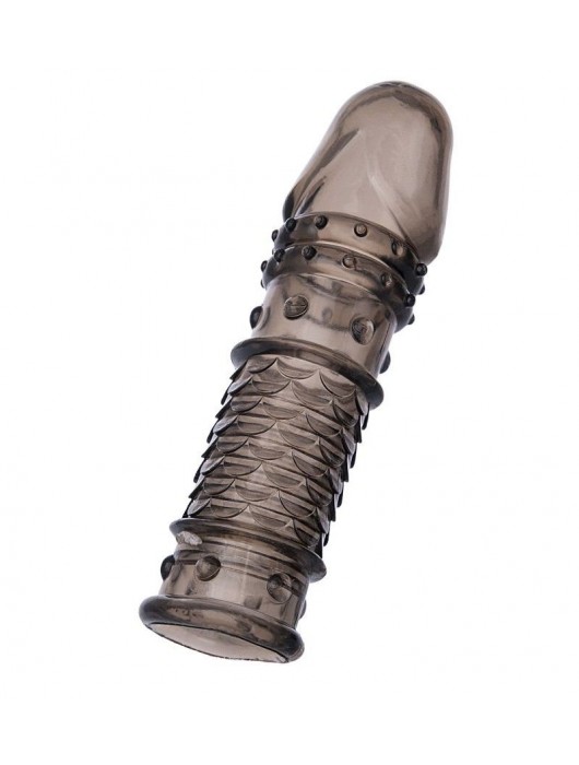 Дымчатая закрытая насадка ToyFa XLover с чешуйками и пупырышками - 13,5 см. - ToyFa - в Нижнекамске купить с доставкой