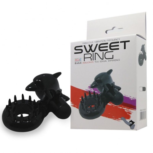 Чёрное эрекционное виброкольцо Sweet Ring с дельфинчиком - Baile - в Нижнекамске купить с доставкой