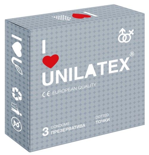 Презервативы с точками Unilatex Dotted - 3 шт. - Unilatex - купить с доставкой в Нижнекамске