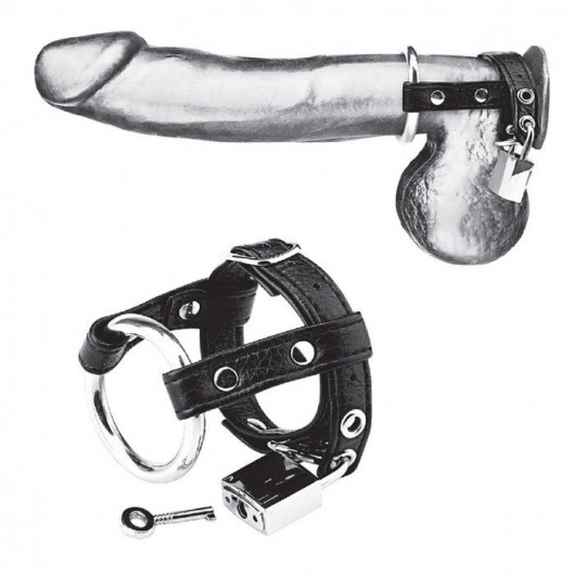 Утяжка на пенис на замочке Duo Cock And Ball Lock - BlueLine - купить с доставкой в Нижнекамске