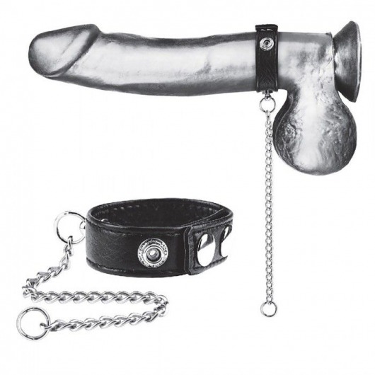 Утяжка на пенис с поводком Snap Cock Ring With 12  Leash - BlueLine - купить с доставкой в Нижнекамске