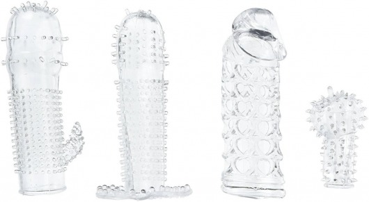 Набор из 4 насадок на член Pleasured Penis Enhancement Sleeve 4 Pack - XR Brands - в Нижнекамске купить с доставкой