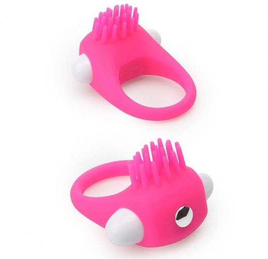Розовое эрекционное кольцо с щеточкой LIT-UP SILICONE STIMU RING 5 - Dream Toys - в Нижнекамске купить с доставкой