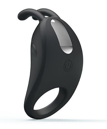 Чёрное эрекционное кольцо с вибрацией Rabbit Vibrator - Baile - в Нижнекамске купить с доставкой