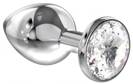 Большая серебристая анальная пробка Diamond Clear Sparkle Large с прозрачным кристаллом - 8 см. - Lola Games - купить с доставкой в Нижнекамске