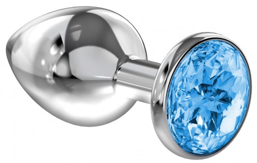 Большая серебристая анальная пробка Diamond Light blue Sparkle Large с голубым кристаллом - 8 см. - Lola Games - купить с доставкой в Нижнекамске