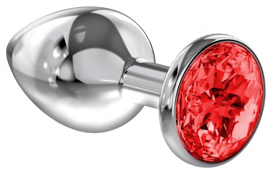 Большая серебристая анальная пробка Diamond Red Sparkle Large с красным кристаллом - 8 см. - Lola Games - купить с доставкой в Нижнекамске