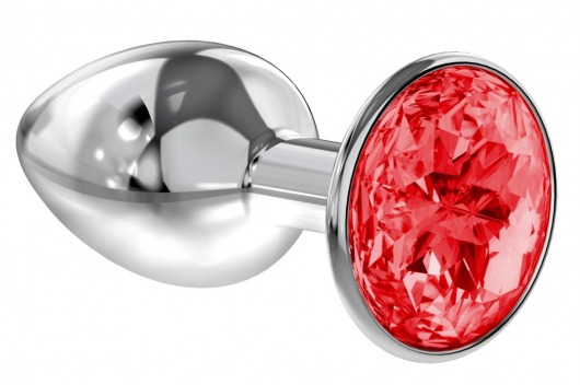Малая серебристая анальная пробка Diamond Red Sparkle Small с красным кристаллом - 7 см. - Lola Games - купить с доставкой в Нижнекамске